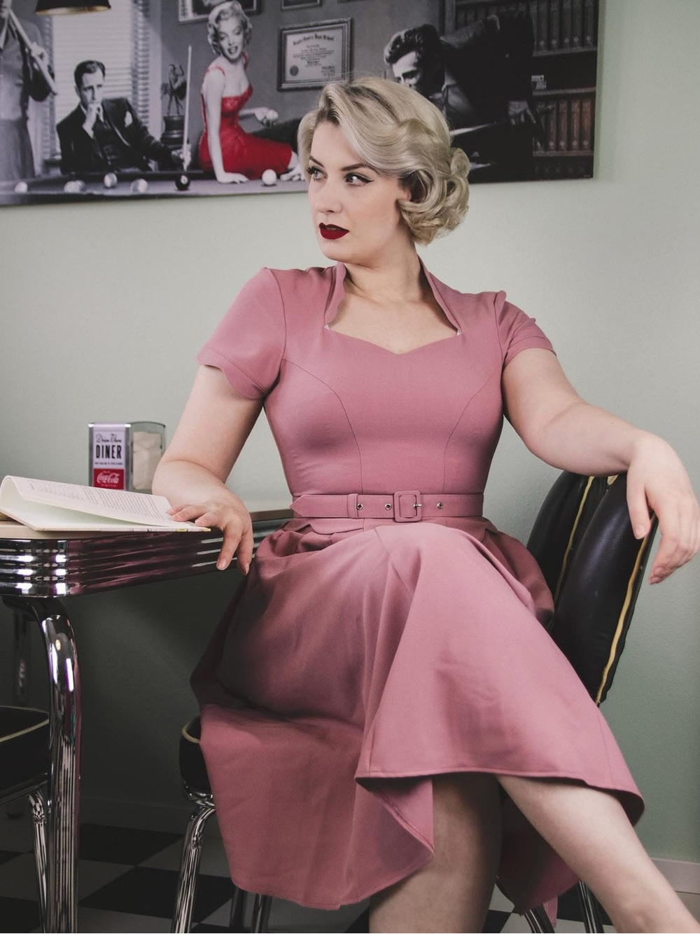 Miss Candyfloss dusty pink retro dress